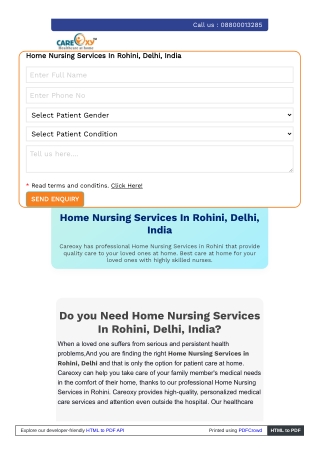 For 24/7 Home Nursing Services in Rohini with Certified Nurses