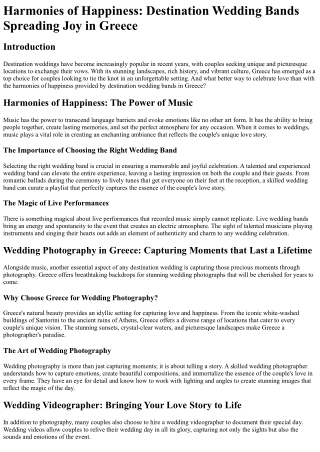 Harmonies of Happiness Destination Wedding Bands Spreading Joy in Greece