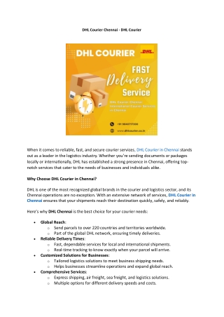 DHL Courier Chennai