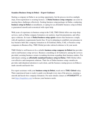 Seamless Business Setup in Dubai - Expert Guidance