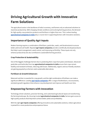 Driving Agricultural Growth with Innovative Farm Solutions