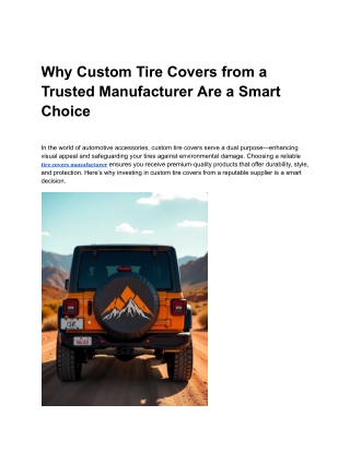 Why Custom Tire Covers from a Trusted Manufacturer Are a Smart Choice