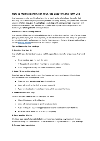 How to Maintain and Clean Your Jute Bags for Long