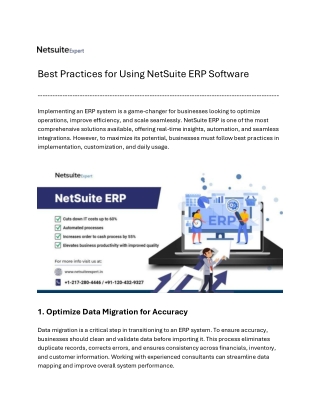 Best Practices for Using NetSuite ERP Software