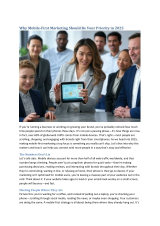 Why Mobile-First Marketing Should Be Your Priority in 2025