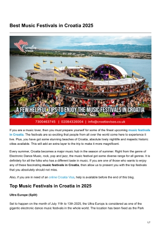 Best Music Festivals in Croatia 2025
