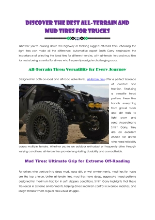 Best All-Terrain And Mud Tires For Trucks