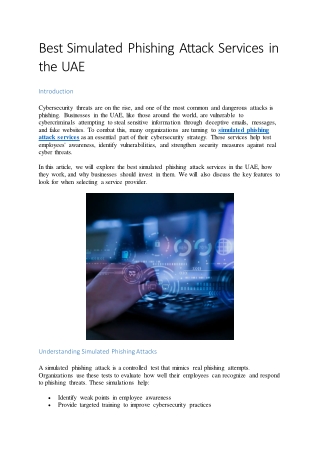 Best Simulated Phishing Attack Services in the UAE