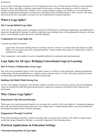 Lego Spike for All Ages: Bridging Generational Gaps in Learning