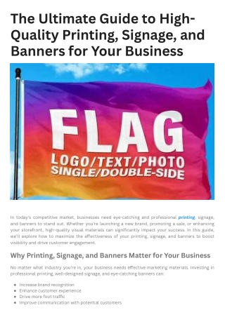 The Ultimate Guide to High-Quality Printing