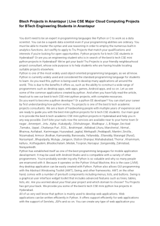 Btech Projects in Anantapur | Live CSE Major Cloud Computing Projects