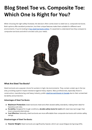 Blog Steel Toe vs. Composite Toe: Which One Is Right for You?