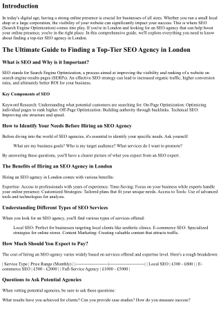 The Ultimate Guide to Finding a Top-Tier SEO Agency in London