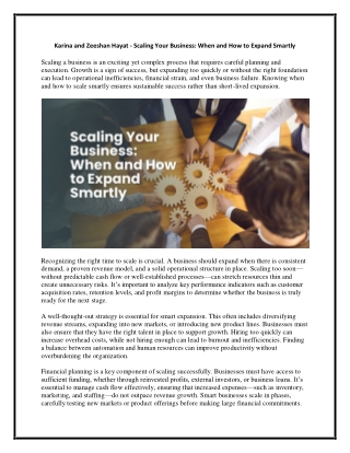 Karina and Zeeshan Hayat - Scaling Your Business - When and How to Expand Smartly
