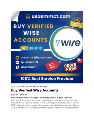 Buy 100% USA, UK, CA Any Country Verified Wise Account
