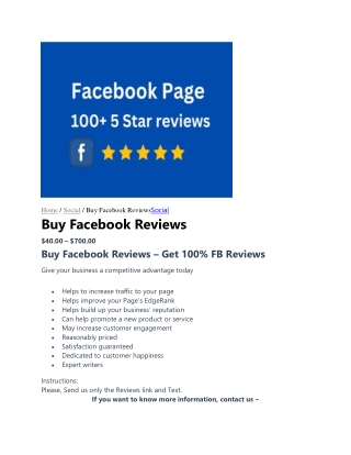Buy Facebook Reviews – Get 100% FB Reviews