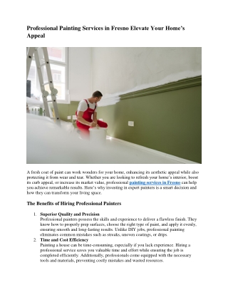 Professional Painting Services in Fresno Elevate Your Home’s Appeal