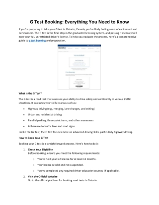 G Test Booking: Everything You Need to Know