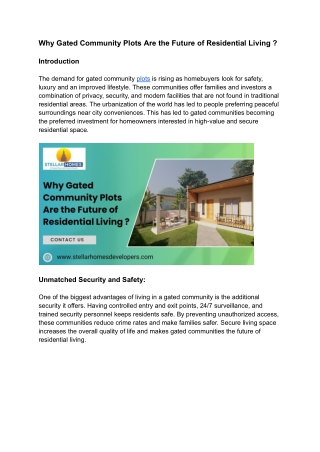 Why Gated Community Plots Are the Future of Residential Living