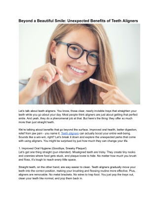Beyond a Beautiful Smile_ Unexpected Benefits of Teeth Aligners - Alphadentalclinic