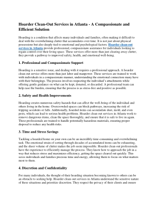 Hoarder Clean-Out Services in Atlanta - A Compassionate and Efficient Solution