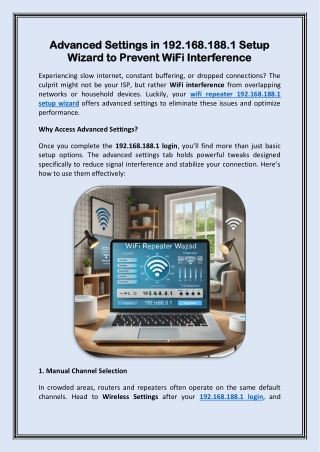 Advanced Settings in 192.168.188.1 Setup Wizard to Prevent WiFi Interference