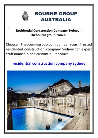 Residential Construction Company Sydney Thebournegroup.com.au