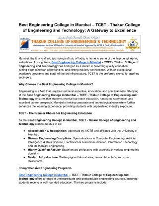 Best Engineering College in Mumbai – TCET - Thakur College of Engineering and Technology_ A Gateway to Excellence (1)