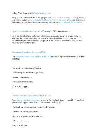 Study Abroad with Ease Overseas Education Consultancy in UAE