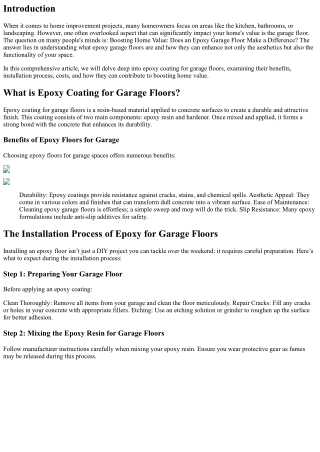 Boosting Home Value: Does an Epoxy Garage Floor Make a Difference?