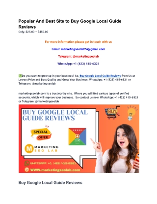 Popular And Best Site to Buy Google Local Guide Reviews