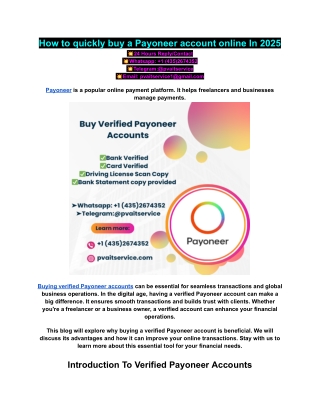 How to quickly buy a Payoneer account online In 2025