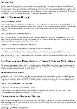 Does Your Insurance Cover Shockwave Therapy? What You Need to Know