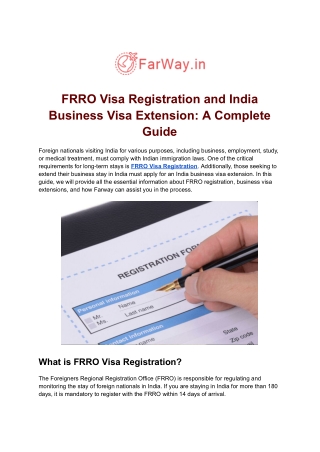 Frro X Visa Extension In India