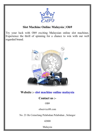 Slot Machine Online Malaysia   Ob9