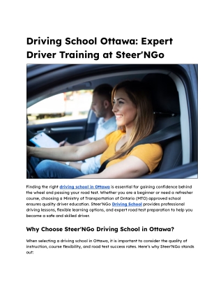 Driving School Ottawa_ Expert Driver Training at Steer'NGo