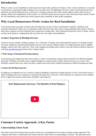 Why Local Homeowners Prefer Avalon for Roof Installation