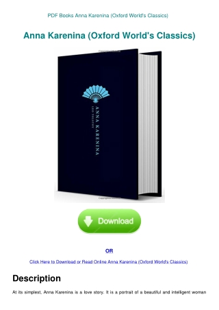 PDF Books Anna Karenina (Oxford World's Classics)
