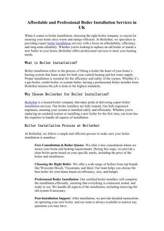 Boilerhut Your Trusted Boiler Company for Installation and Replacement