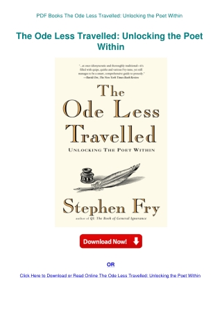 PDF Books The Ode Less Travelled Unlocking the Poet Within
