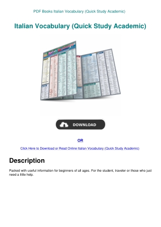 PDF Books Italian Vocabulary (Quick Study Academic)