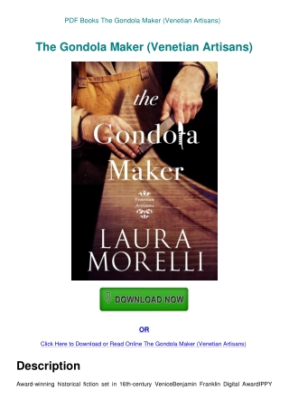 PDF Books The Gondola Maker (Venetian Artisans)