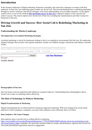 Driving Growth and Success: How Social Cali is Redefining Marketing in San Jose.