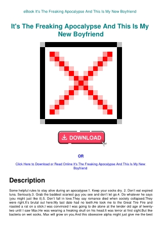 eBook It's The Freaking Apocalypse And This Is My New Boyfriend