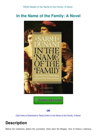 READ Books In the Name of the Family A Novel