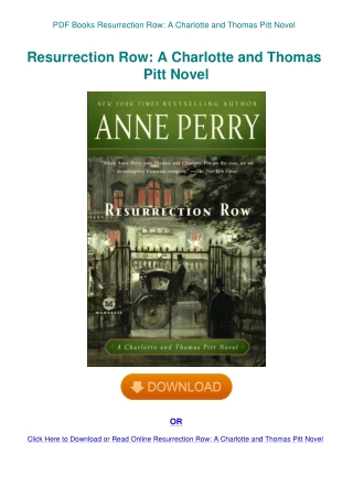 PDF Books Resurrection Row A Charlotte and Thomas Pitt Novel