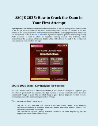 SSC JE 2025 How to Crack the Exam in Your First Attempt