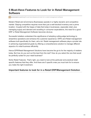 5 Must Have Features to Look for in Retail Management Software