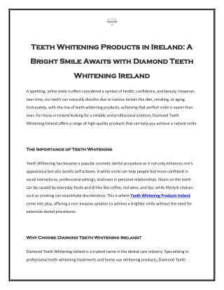 Teeth Whitening Products in Ireland - A Bright Smile Awaits with Diamond Teeth Whitening Ireland