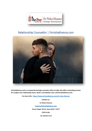 Relationship Counsellor | Drnishakhanna.com